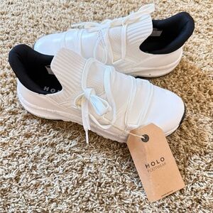 HOLO Footwear Men’s White Sneakers with Black Collar - Casual Comfort